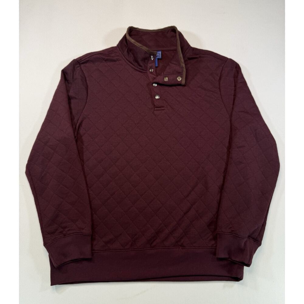 Wilkens Bros Quilted Pullover Mens L Burgundy Snap Mock Neck Sweatshirt